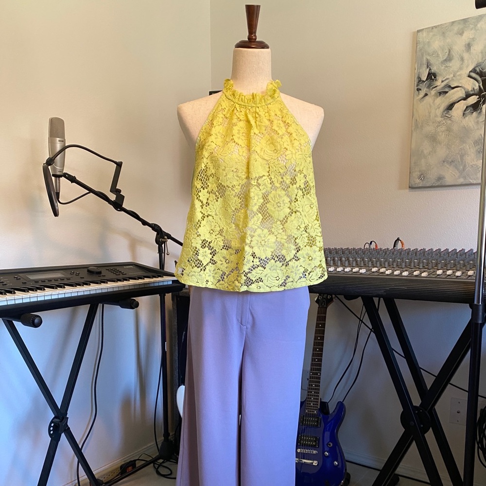 Free People Yellow/Green Lace Top!!